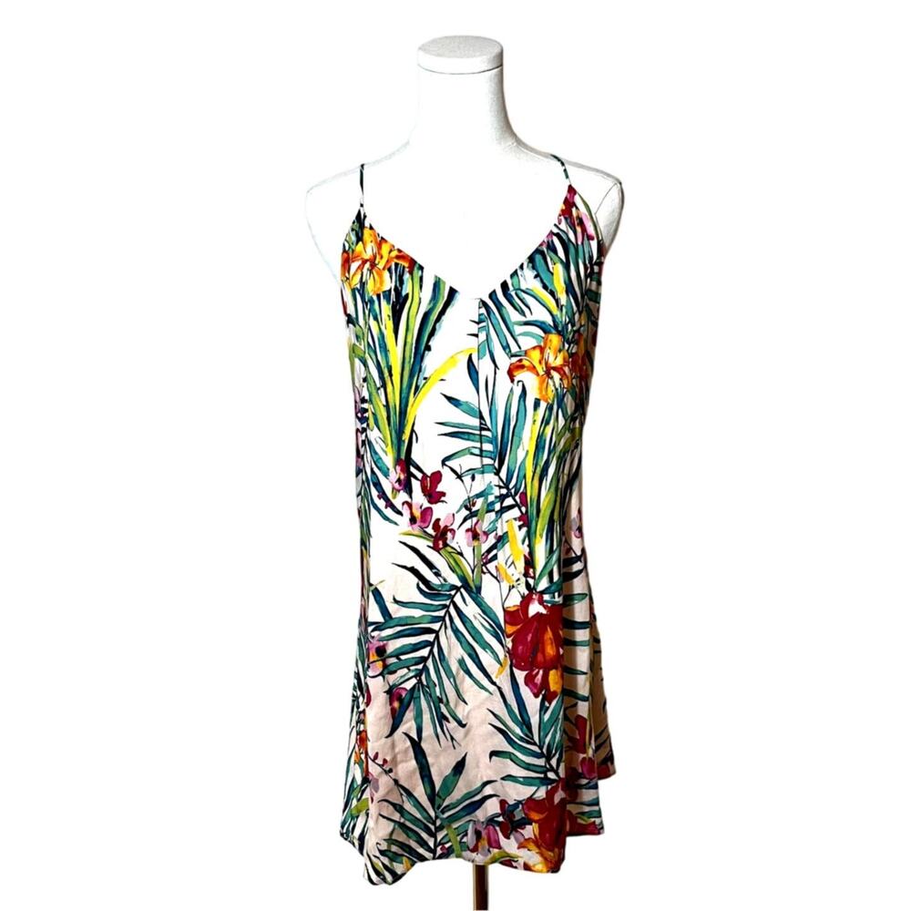 Abbeline Tropical Floral South Moon Under  Festival Boho Slip Dress Size Small